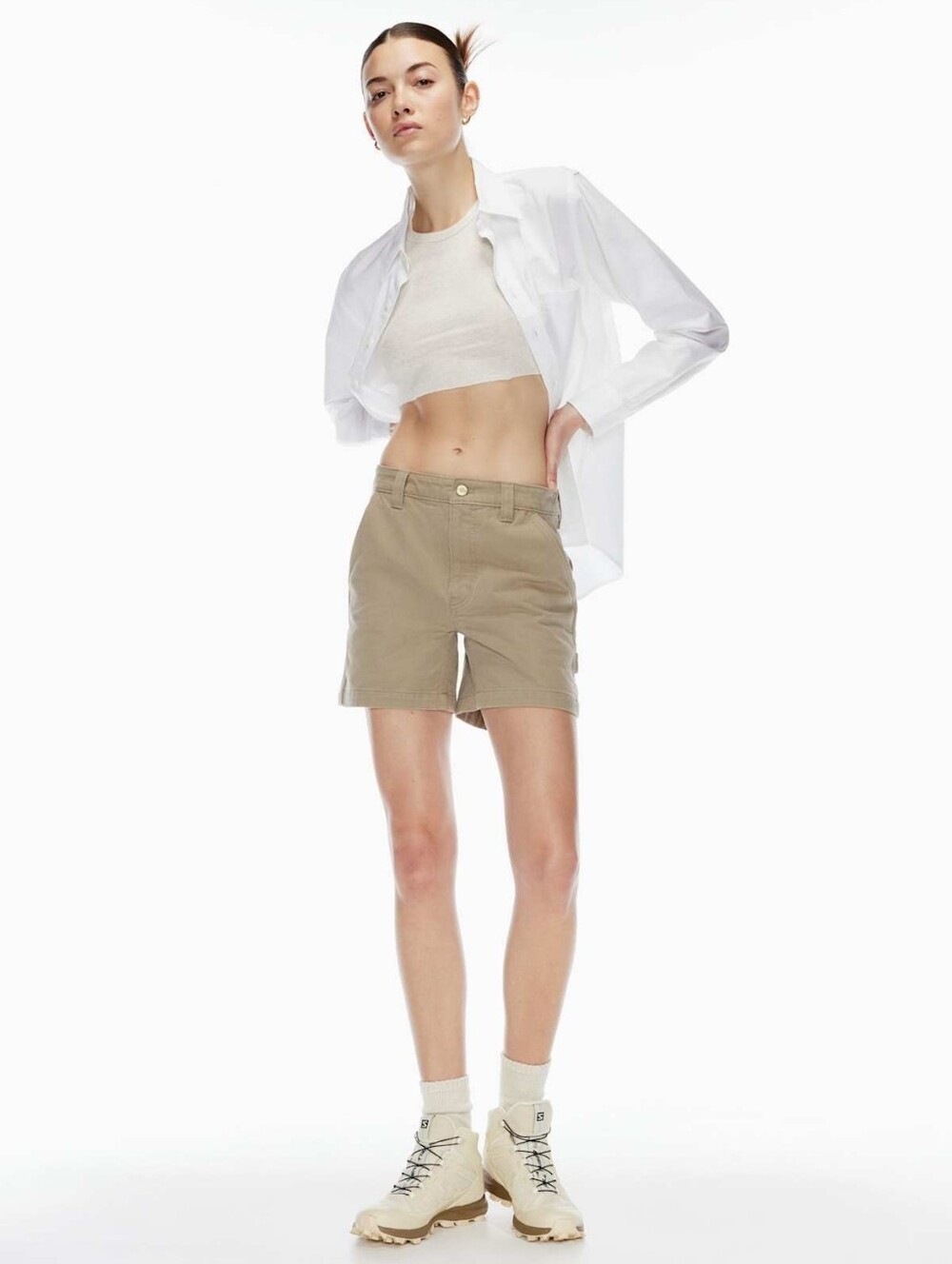 ARITZIA TNA Greenwich Short Women Size 00 100% Cotton Mid Rise utilitarian